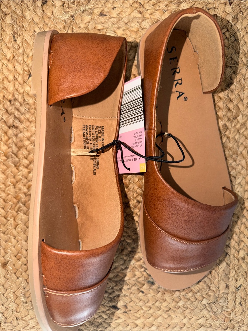 Serra Cognac Brown Leather Open-Toe Slide Mules - Picture 2 of 6